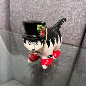 KLIBAN CAT STANDING CAT WITH TOP HAT CHRISTMAS ORNAMENT